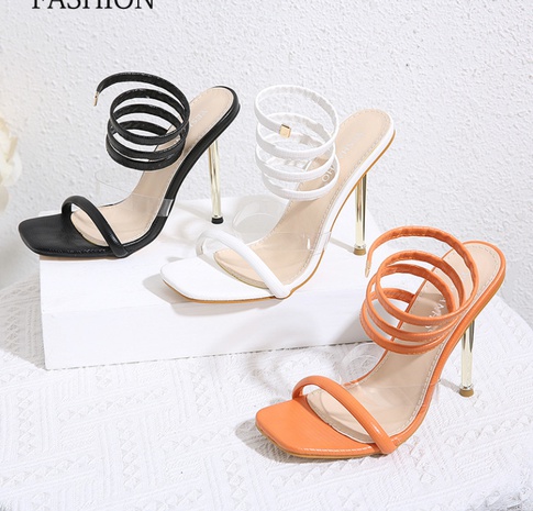 New women's shoes square toe stiletto high heel snake-shaped sandals's discount tags