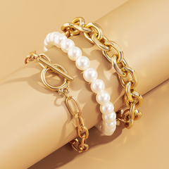 baroque imitation pearl beaded bracelet ladies retro metal suit bracelet