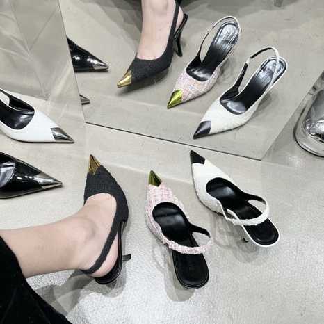 New fashion stiletto metal toe high heels stiletto women's sandals's discount tags