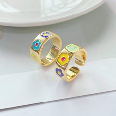 European and American simple flower ring plated 18k gold dripping oil opening adjustable ring