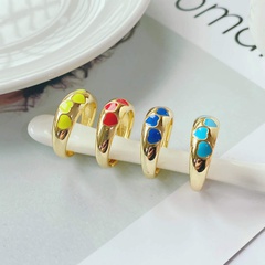 Vacuum electroplating handmade color dripping oil European and American open ring female