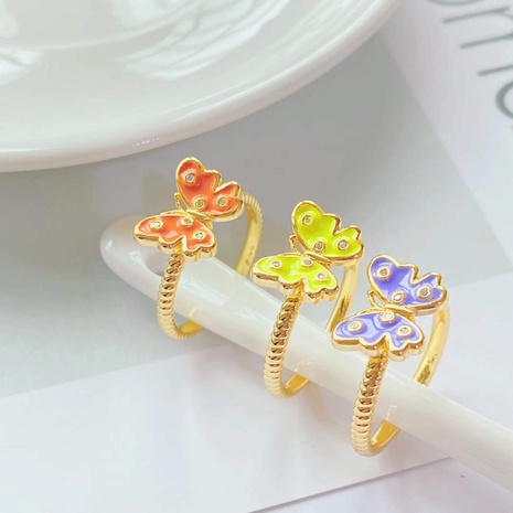 fashion trend ring 18k gold-plated oil drop simple butterfly opening adjustable female ring's discount tags