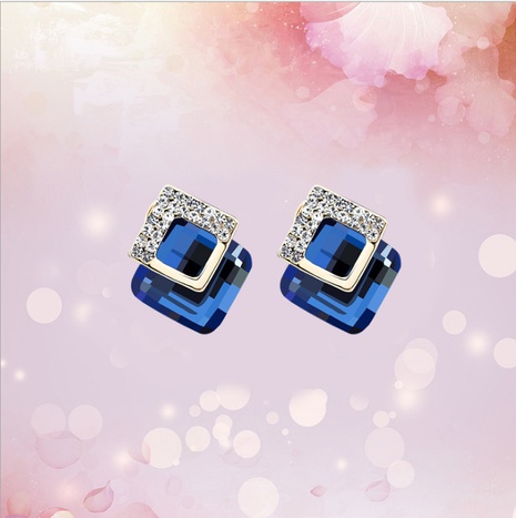 Korean fashion square diamond crystal earrings's discount tags