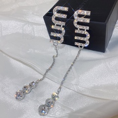 New full diamond letter creative tassel earrings Korean niche design earrings women