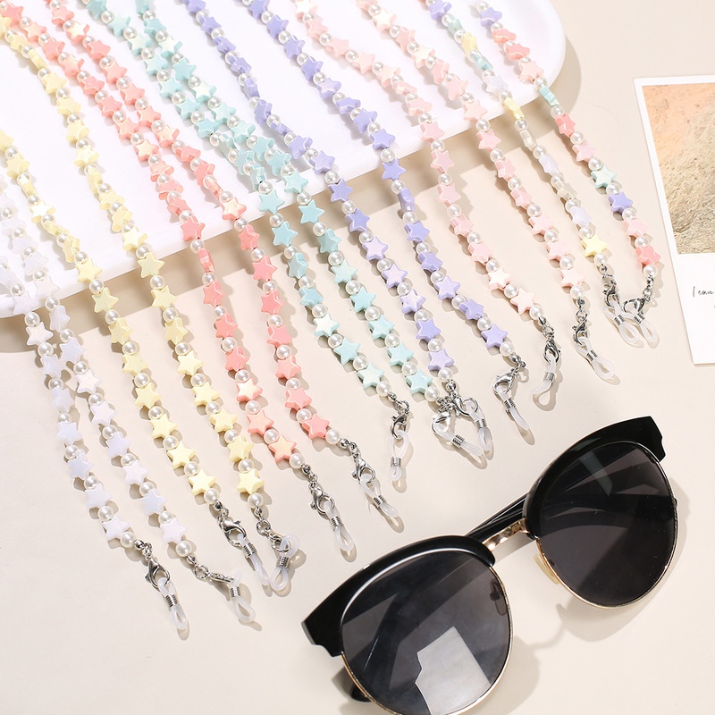 Spring and summer cartoon macaron star pearl children antilost hanging glasses chain