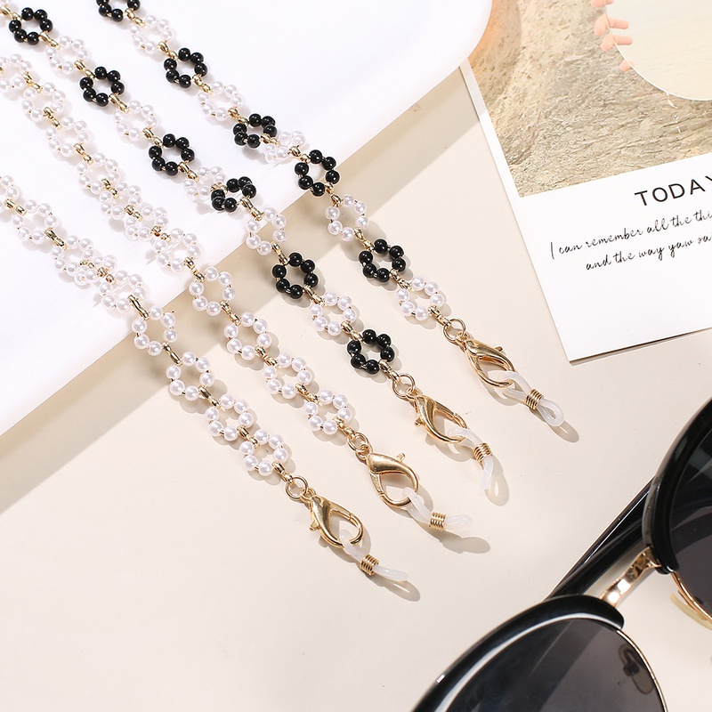 fashion plum blossom pearl hanging neck glasses chain glasses mask chain