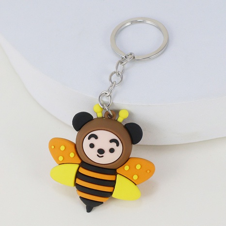 Fashion PVC cute bee key ring buckle pendant bag keychain wholesale's discount tags
