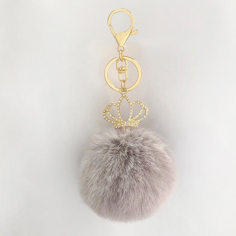 Fashion Fur Plush Crown Keychain Alloy Pendant Fashion Plush Bag Pendant Wholesale