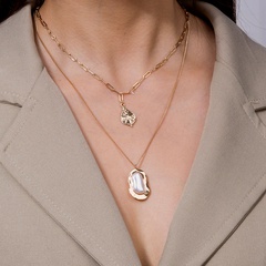 European and American fashion retro multi-layer portrait zircon alloy pearl necklace