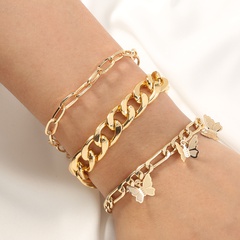 European and American style thick chain lattice chain stacking butterfly bracelet