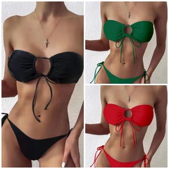 2022 new Europe and America sexy solid color split bikini ladies swimwear wholesale