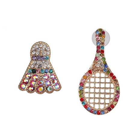 new creative badminton racket diamond-studded earrings  NHJJ566255's discount tags
