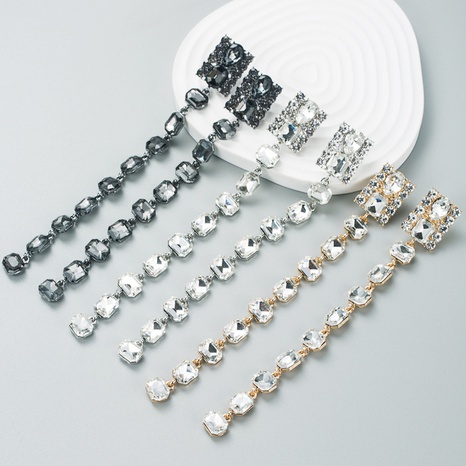 fashion long alloy diamond tassel earrings female trend light luxury earrings's discount tags