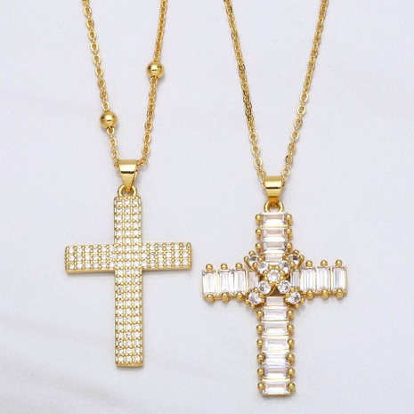 collar colgante de circonita con micro incrustaciones de cruz de diamantes de hip-hop al por mayor's discount tags