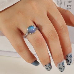 opal niche design trendy female personality round Korean light luxury index finger ring