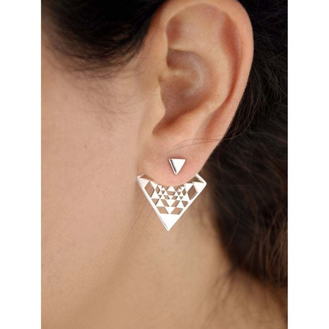 fashion diamond geometric ear clip front and rear combination dual-use triangle stud earrings  NHROY566576's discount tags