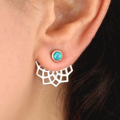 Turquoise Stud Earrings Ear Clips Front and Rear Combination Dual-use Earrings's discount tags