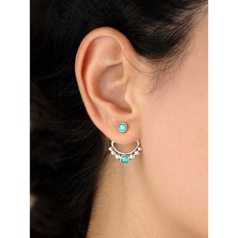 Turquoise Earrings Ear Clips Front and Rear Combination Dual-use Bohemian Vintage Earrings's discount tags