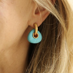 Bohemian Creative Triangle Turquoise Earrings Inlaid Natural Stone Earrings
