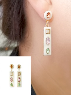 Bohemian Fashion Crystal Gem Handmade Enamel Gold Color Diamond Earrings