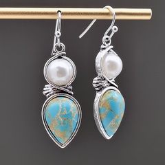 retro pearl dragon crystal turquoise earrings European and American ear jewelry wholesale