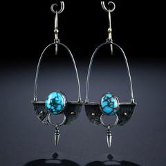new creative long bullet turquoise earrings European and American retro exaggerated earrings