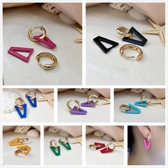 new geometric V-shaped color earrings personality paint inverted triangle ear buckle