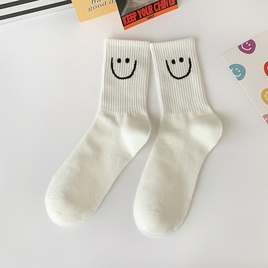 fashion smiley face socks black and white medium tube college style cotton sockspicture12