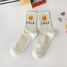 fashion smiley face socks black and white medium tube college style cotton sockspicture16