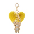 new style diamondstudded Korean flannel cute bear heart keychainpicture10