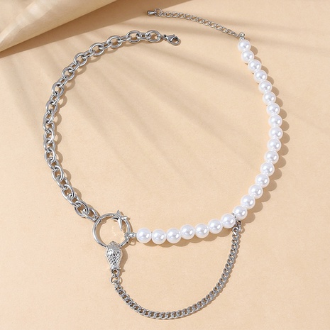 Korean creative retro fashion snake pearl necklace wholesale's discount tags