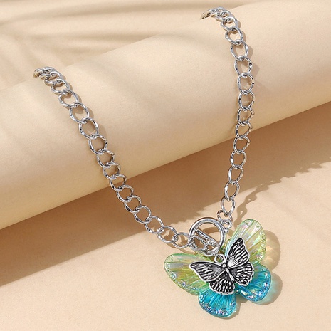 European and American trendy butterfly alloy necklace's discount tags