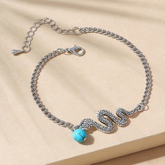 European and American creative snake-shaped exaggerated stone anklet