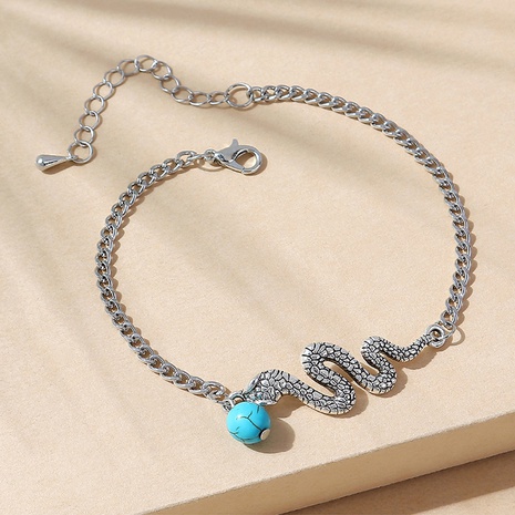 European and American creative snake-shaped exaggerated stone anklet's discount tags