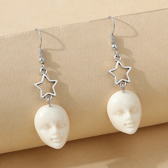 European and American fashion creative resin face star earrings
