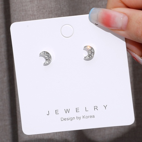 Fashion Moon Shaped Crystal Stud Earrings's discount tags