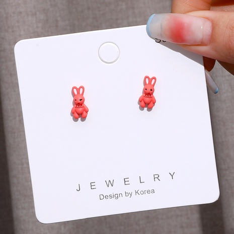 Cute red rabbit shape earrings wholesale's discount tags