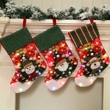 New large LED luminous Christmas socks Christmas decorations gift bag's discount tags