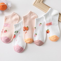 Vier Jahreszeiten kurze Cartoon-Frucht-Polyester-Baumwoll-Socken mit flachem Mund, schweißabsorbierende Socken