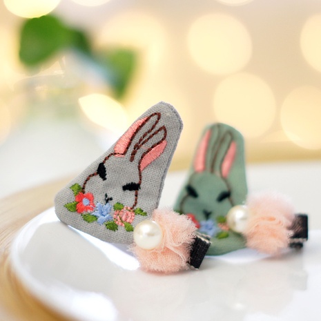 Fabric Embroidery Cute Rabbit Cartoon Hairpin Hair Accessories's discount tags