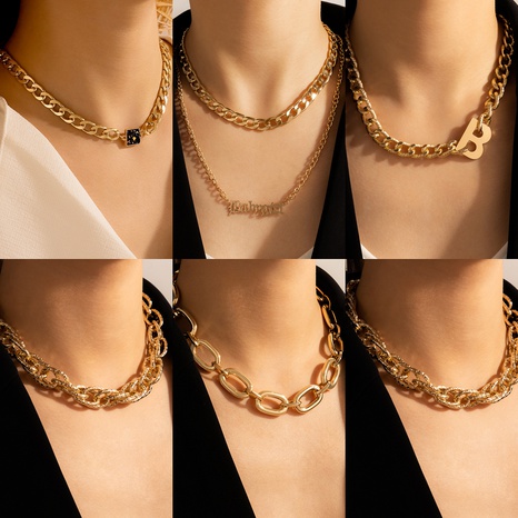 hip-hop simple short thick chain single-layer necklace wholesale's discount tags