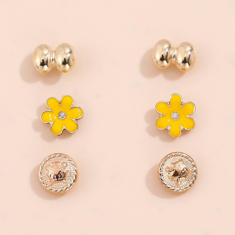 Small yellow flower earrings set fashion accessories NHHUQ509112