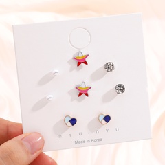 Star Stud Earrings Heart Stud Earrings Set with Pearl Rhinestone Stud Earrings Set