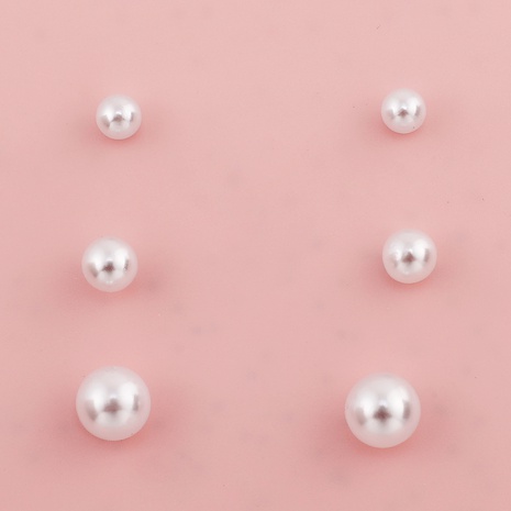 simple fashion 3 pairs of pearl earrings set's discount tags