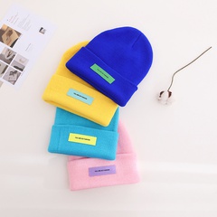 Pure Color Knitted Hat Children's Hedging Cold Hat Long Standard English Woolen Hat