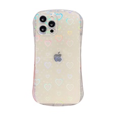 full screen laser colorful heart square transparent mobile phone case suitable for iPhone NHKAT507435