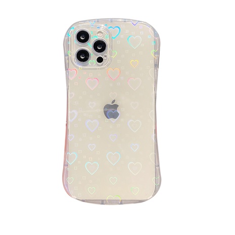étui pour téléphone portable transparent carré plein écran laser coloré pour iPhone's discount tags