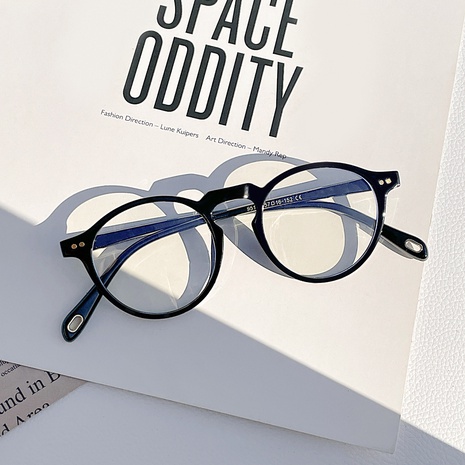 Blu-ray round small frame retro rivets literary tortoise shell flat mirror can be equipped with glasses's discount tags