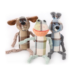 wholesale pet toys new cartoon style plaid cloth sound tube plush dog toy