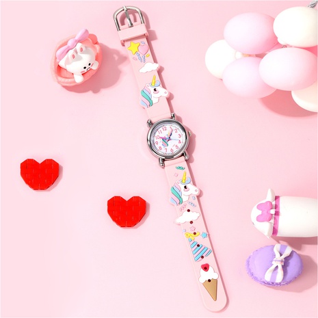 Children's watch cute unicorn pattern quartz watch colored plastic band watch's discount tags